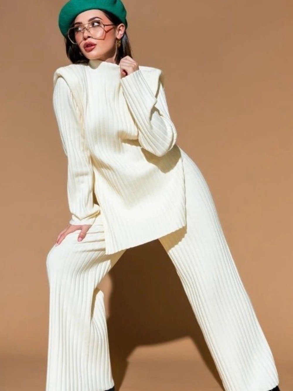Dressed in LALA Ribbed Knit Wide-Leg Pants & Tunic Set